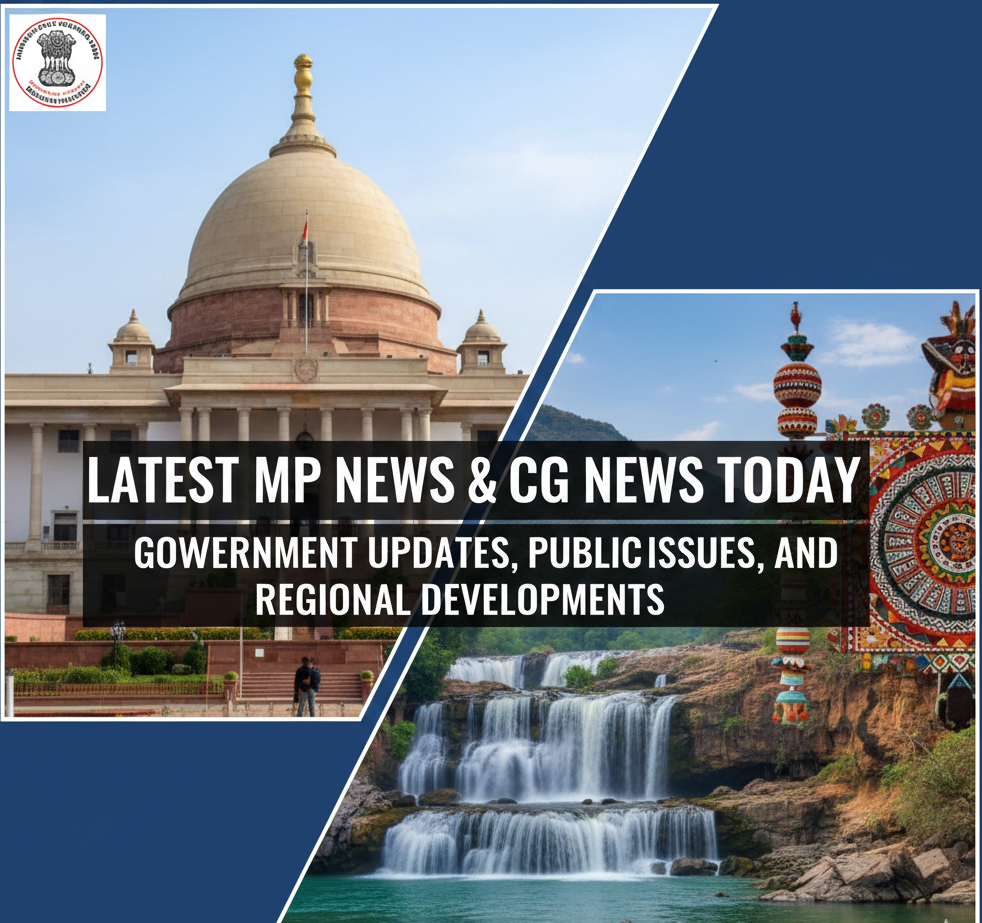 Read the latest MP news & CG news today with Madhya Pradesh and Chhattisgarh news in Hindi, including MP news today in Bhopal, government announcements, public issues, and regional updates from trusted sources.