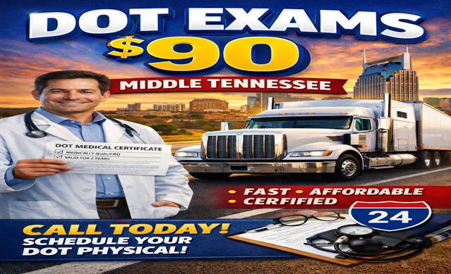 DOT Exams $90 Middle Tennessee Fast, Affordable, and Certified