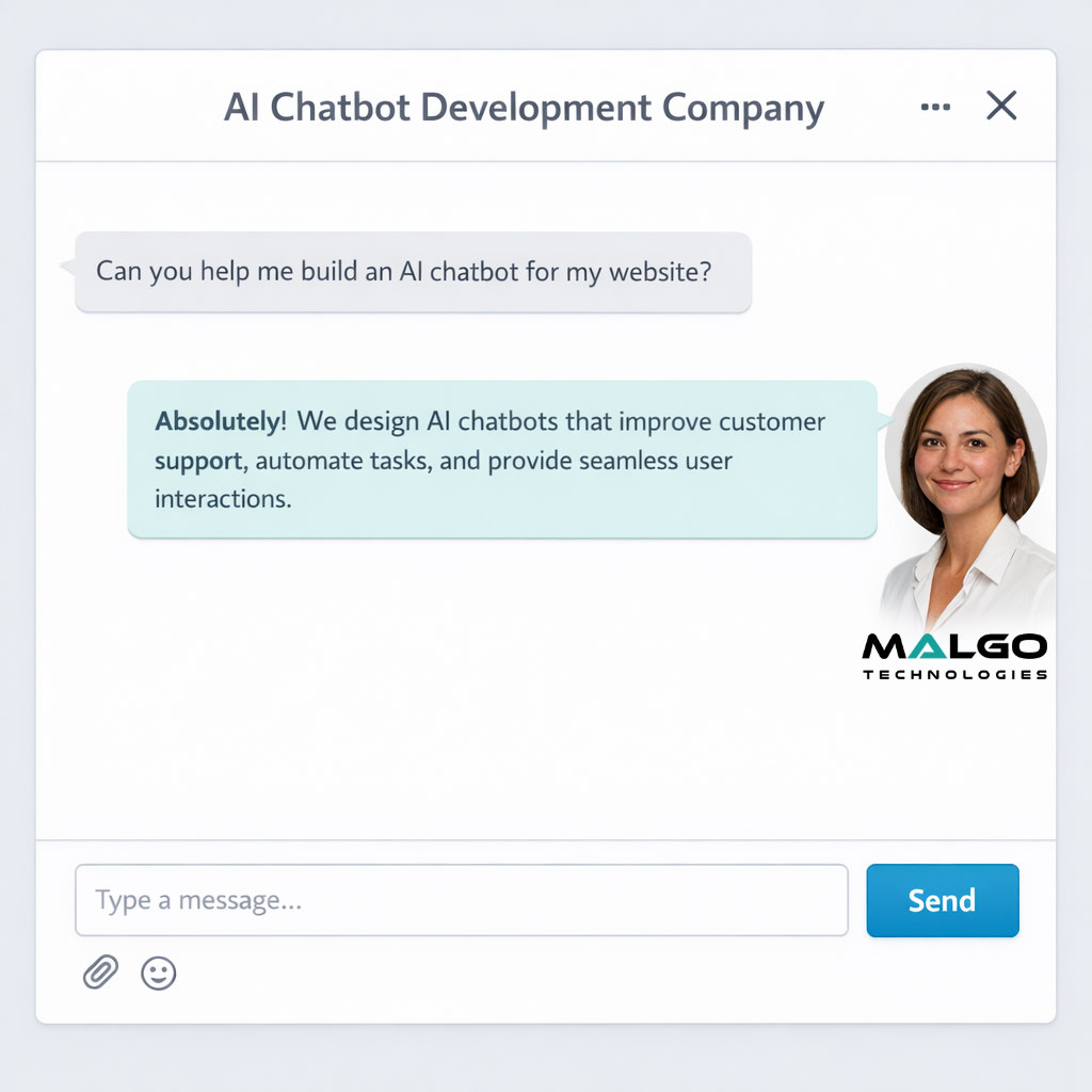 Enhance business communication and efficiency with Malgo's trustworthy AI chatbot development Services. Automate responses, manage interactions, and provide reliable customer support for consistent operations.