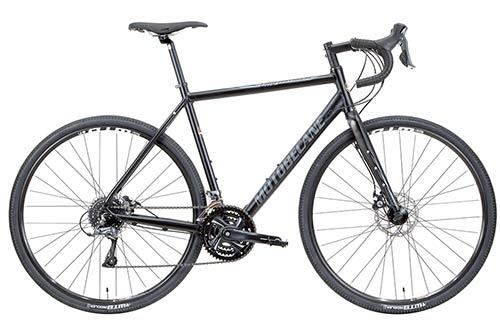 Road bike equipped with disc brakes and endurance-focused design