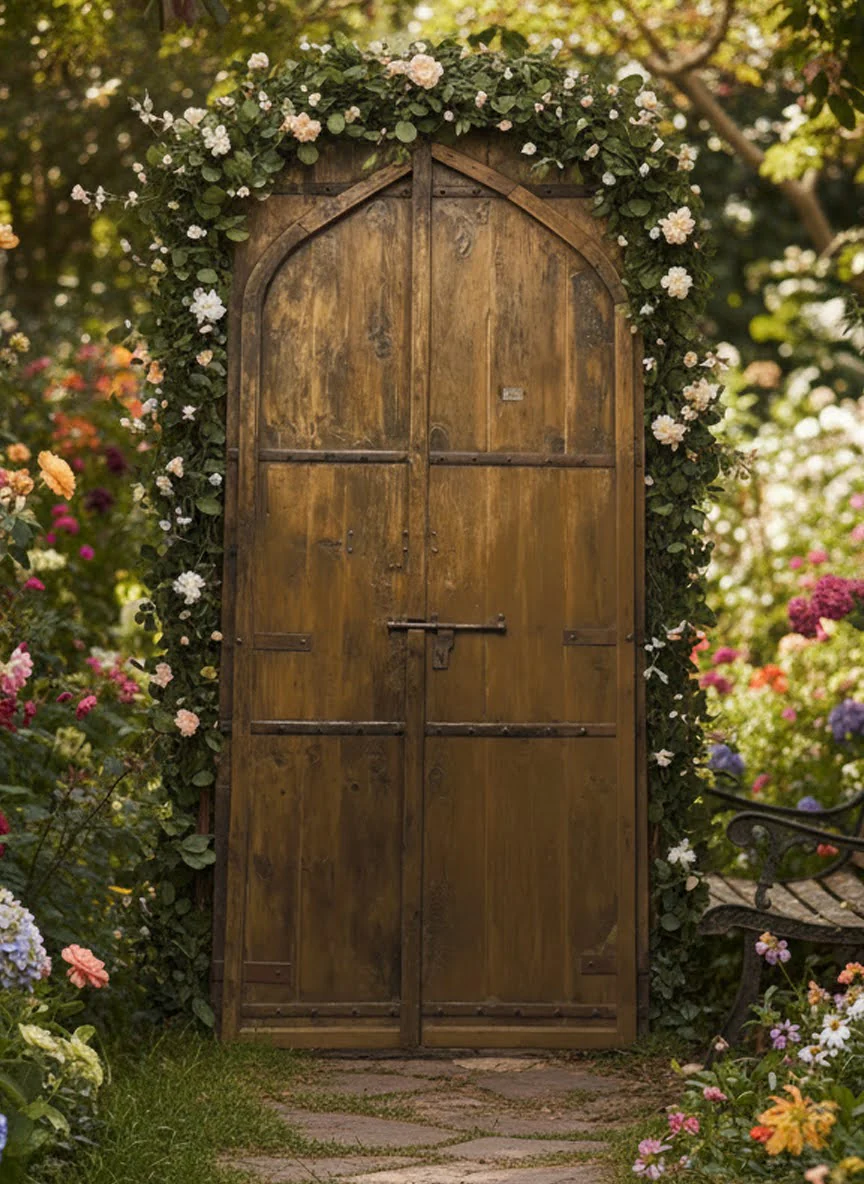 Resort-style themed decor with carved barn doors