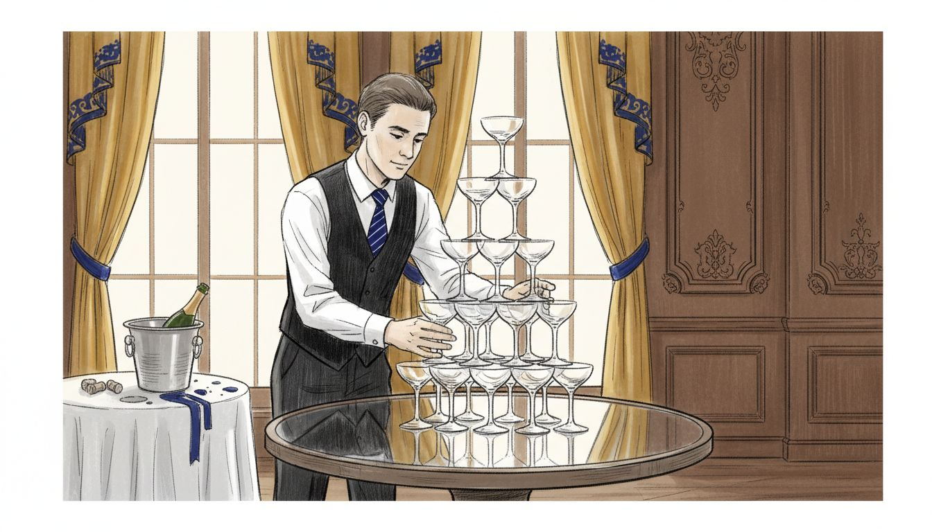 Champagne glass tower and Champagne Corporate Events London Weddings and Corporate Celebrations