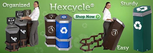 Hexcycle® Recycling Bins, Trash Cans and Stations