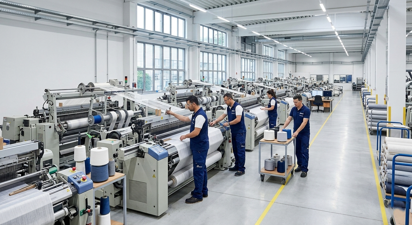 Manufacturing process of textiles in a clean facility