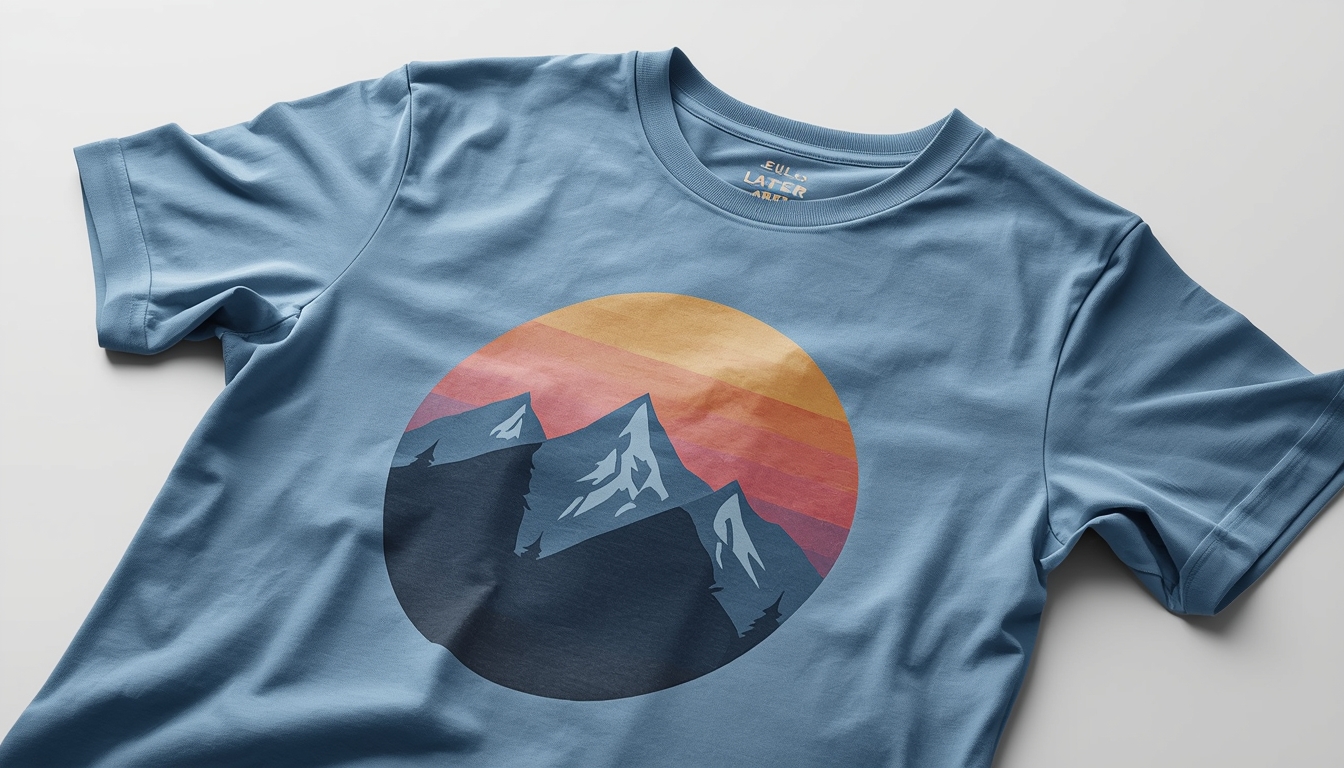 Round_neck_t-shirt_with_simple_mountain_landscape_graphic_printed_using_DTF_printing