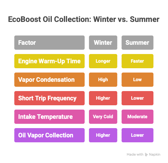 Why Do EcoBoost Engines Collect More Oil in Winter Than Summer?