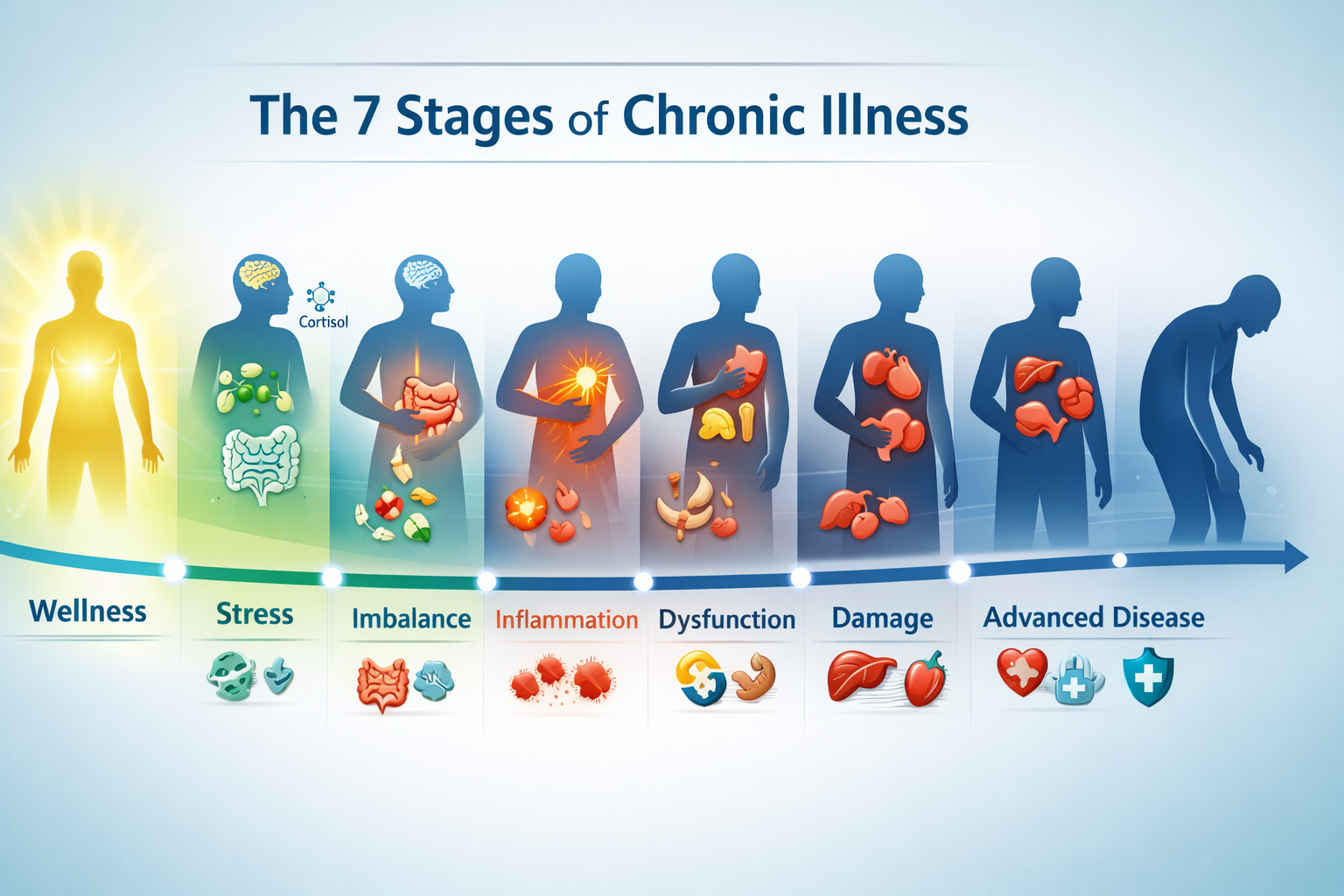 What are the 7 stages of chronic illness?