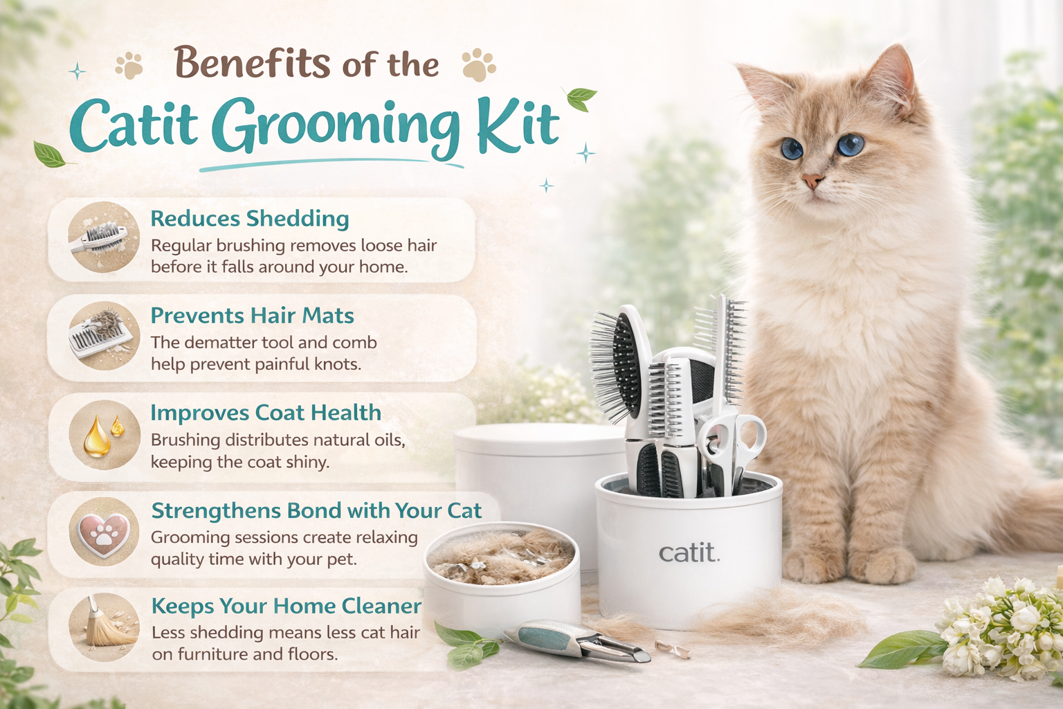 Complete Grooming Solution for Long-Haired Cats – Catit Longhair Grooming Kit