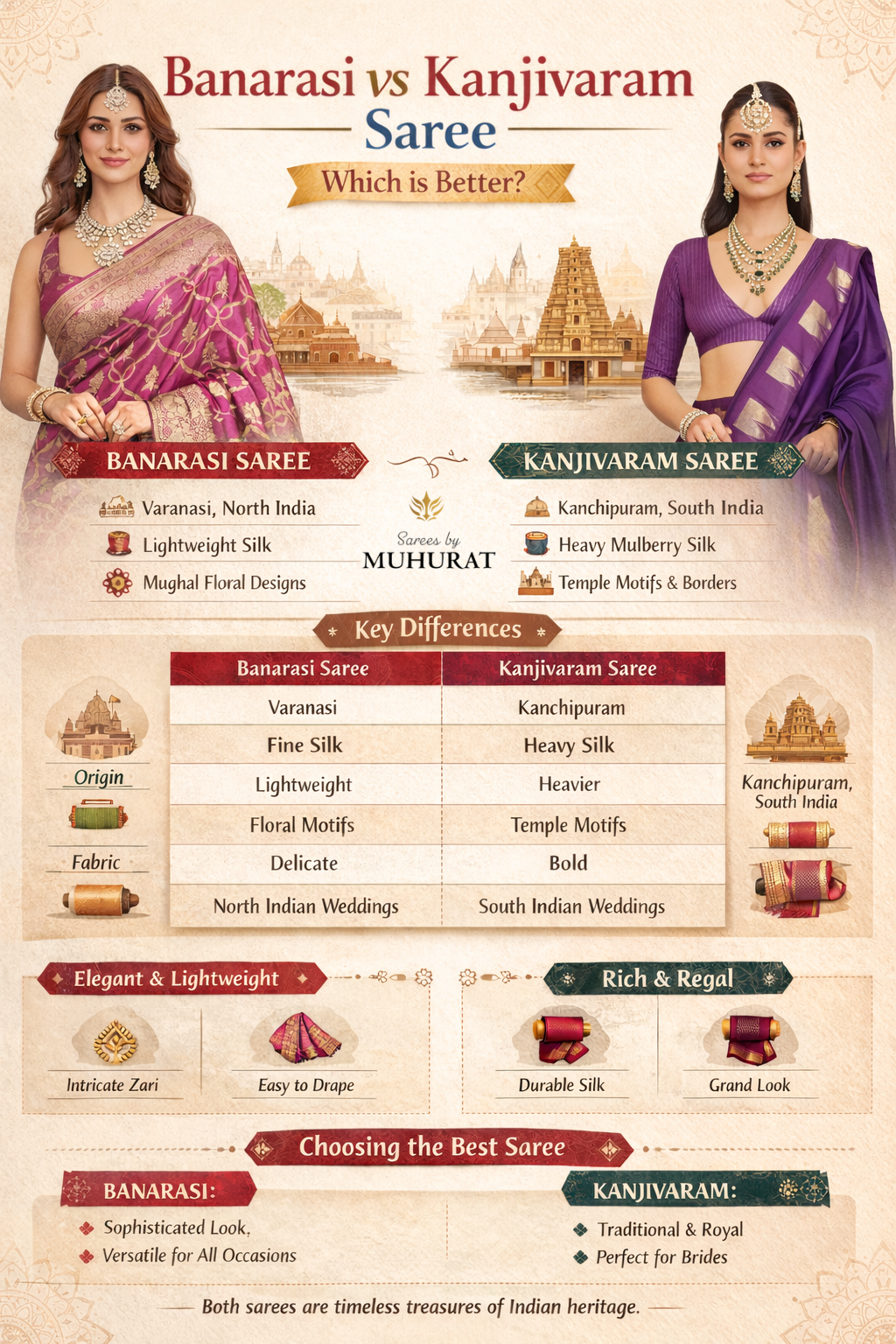 Banarasi vs Kanjivaram Saree which is better