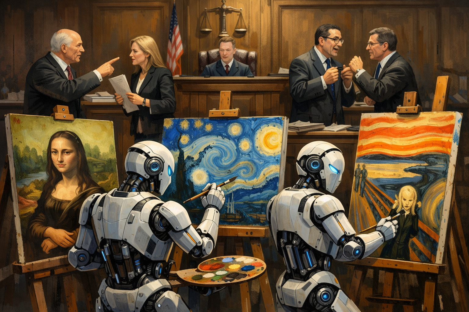 Courts are now deciding whether training artificial intelligence on copyrighted works is legal under the fair use doctrine. Dozens of AI copyright lawsuits filed by authors, media companies, and film studios argue that AI training data was scraped from protected works without permission. The central questions emerging in these cases are whether AI training can qualify as fair use, whether developers are liable for using copyrighted datasets, and who owns AI-generated content produced by machine learning systems.