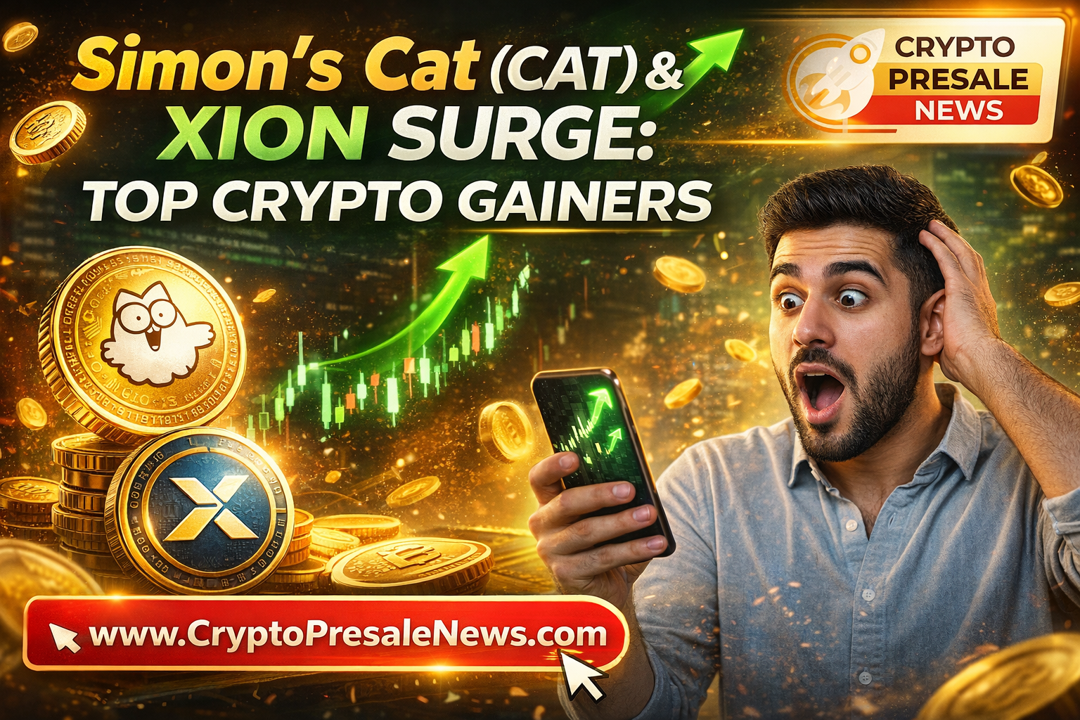 Simon’s Cat (CAT) and XION Surge Top Crypto Gainers