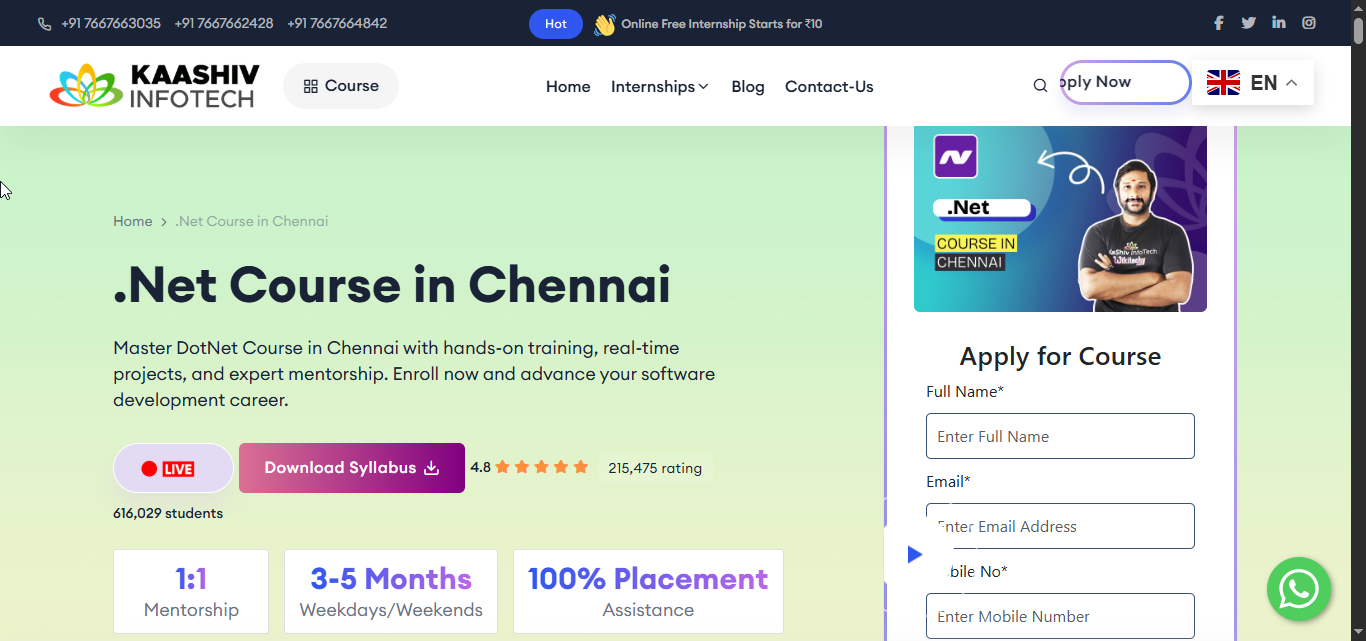 Dotnet Course in Chennai – Build Scalable Web Applications with Microsoft Technologies