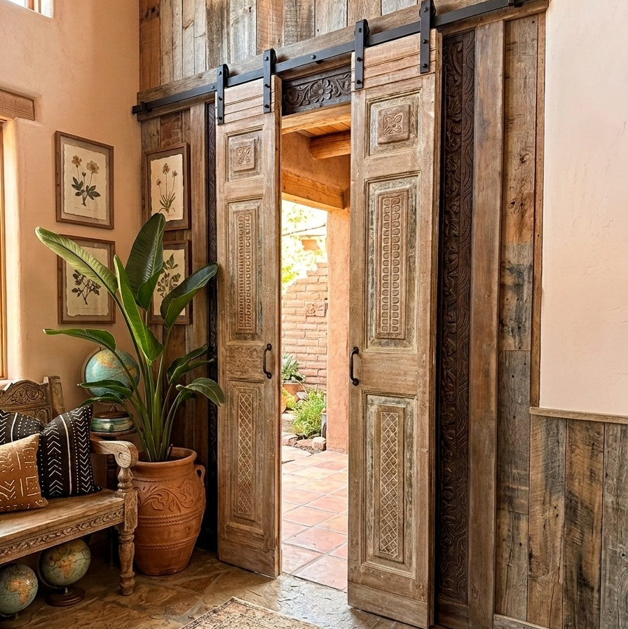 Antique Wood Doors for Yoga Room
