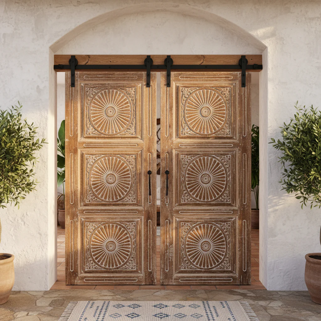 Mindful Decor with Rustic Carved Barndoors