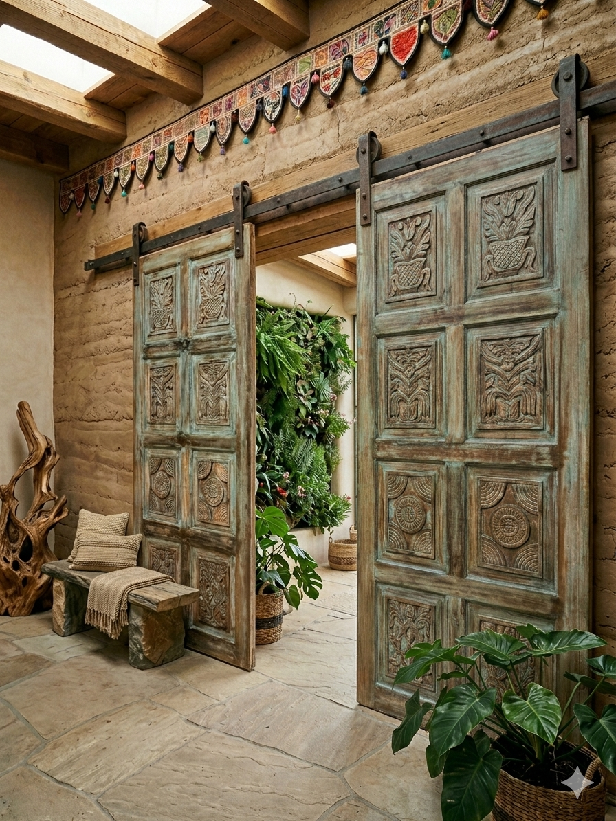 Exploring Maximalist Decor: How Carved Wood Doors Create Bold Interior Design