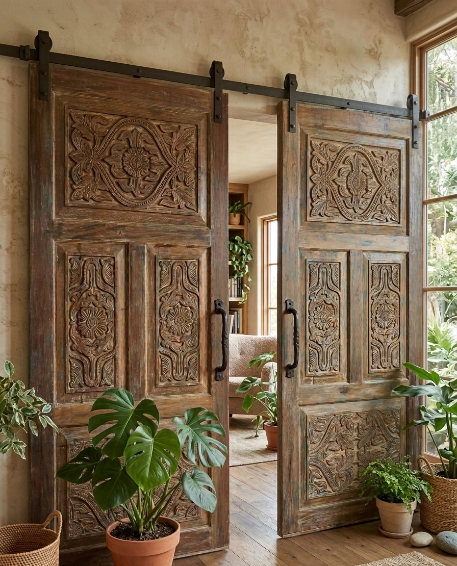Coastal Homes With Natures Harmony Carved Doors