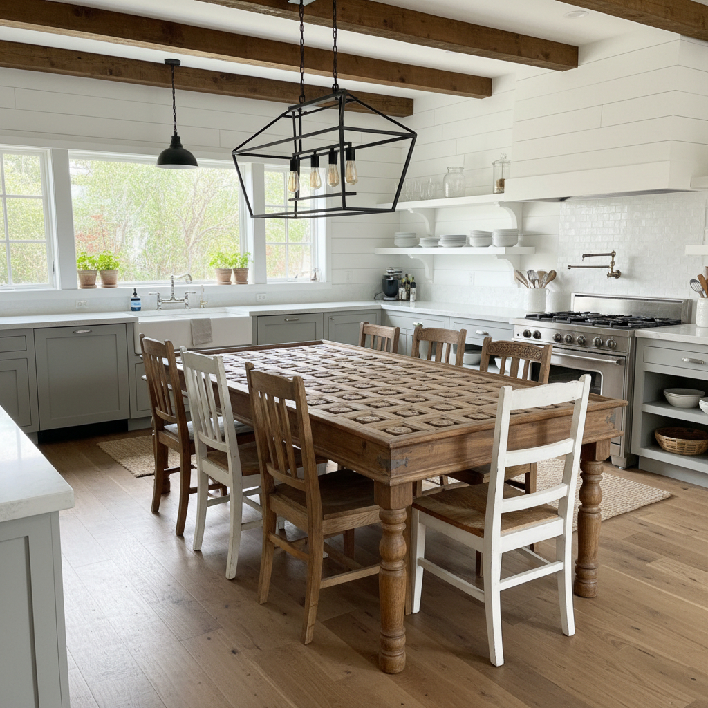 A Historic Farmhouse Comes Alive with Carved wood doors