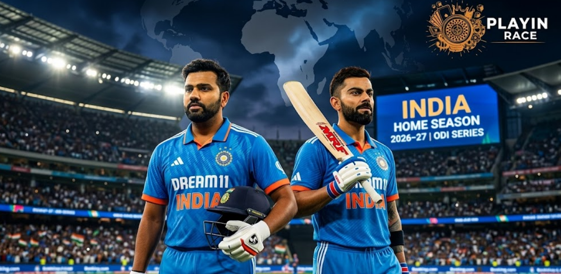 Rohit Sharma and Virat Kohli gearing up for India Home Season 2026-27 ODI Series, exclusively tracked on Playinrace