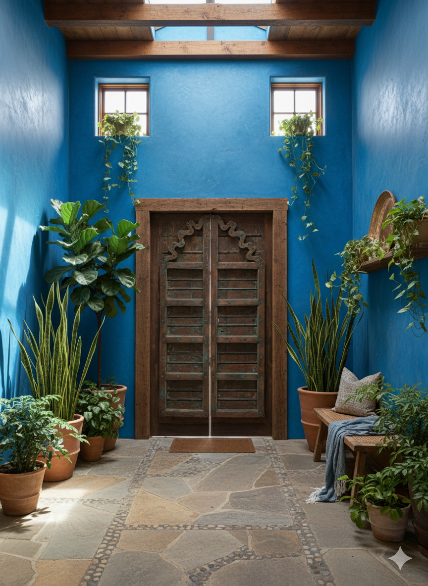 Eclectic Bohemian Ranch Farmhouse Decor: The Art of Rustic Carved Doors