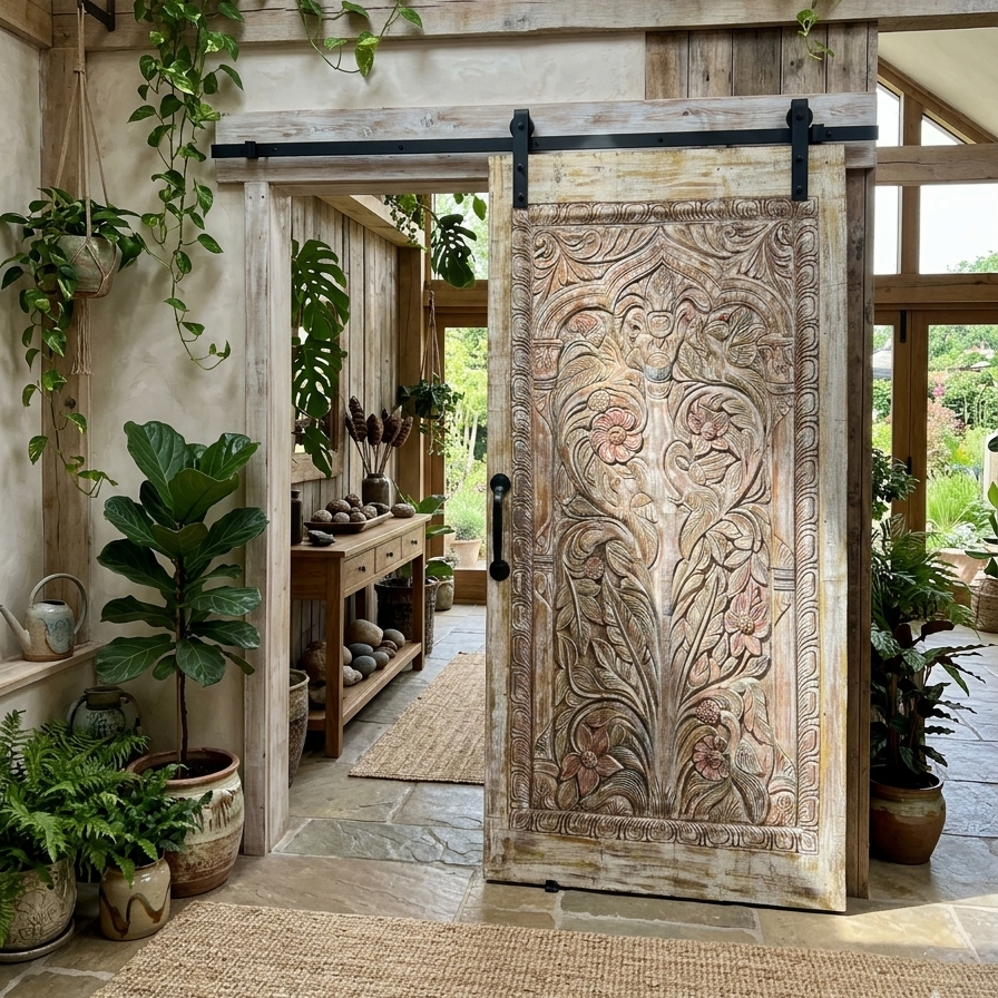 Sliding Barndoors, Rustic Carved Doors