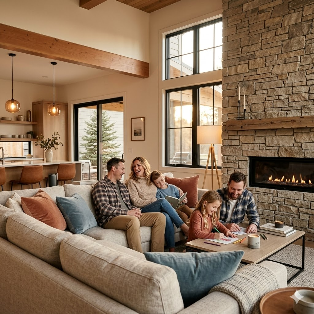 Family enjoying time together in a newly built home