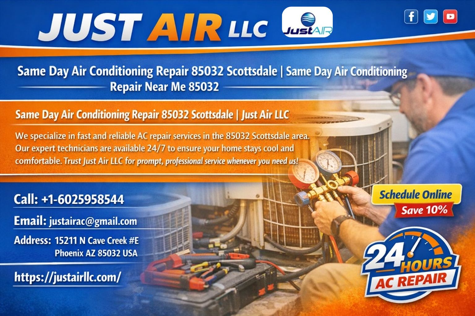 Same-day air conditioning repair service in 85032 providing fast, reliable cooling near me