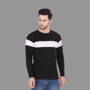 Hoodler Trendy Round Neck Full Sleeve Colorblock T-Shirt for Men