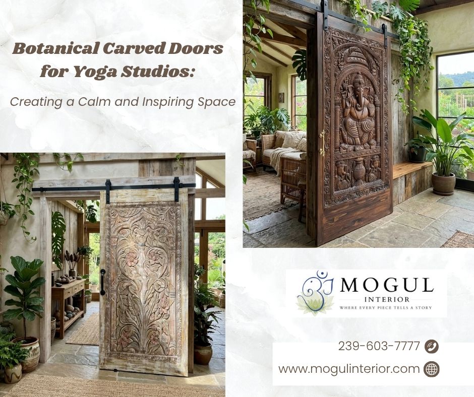Botanical Carved Doors for Yoga Studios: Creating a Calm and Inspiring Space