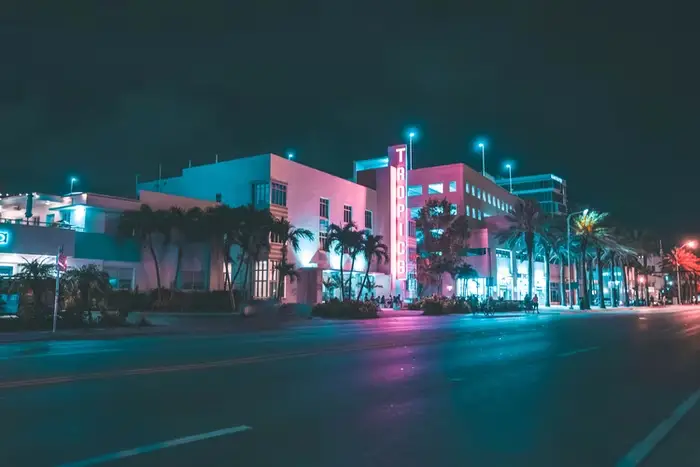 Miami's historic Ocean Drive features hotels like the Tropics hotel.