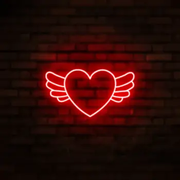 Angel Heart With Wings Glowing Neon Light-4937fac4