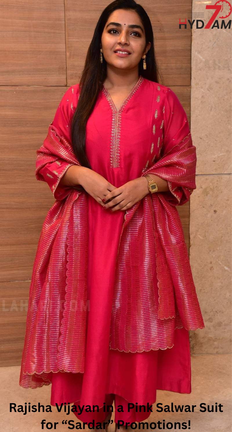 Rajisha Vijayan in a pink salwar suit for “Sardar” promotions!-b0ca522c