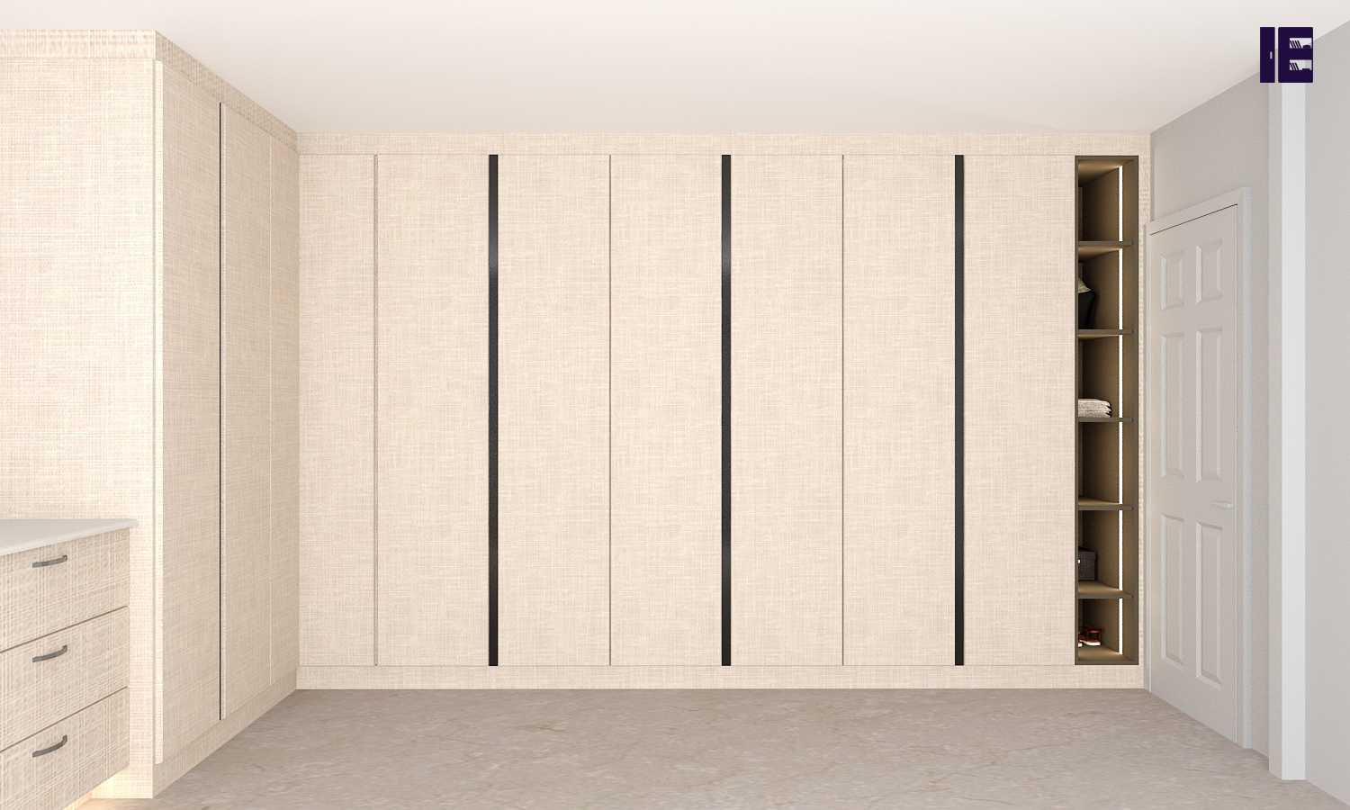Hinged fitted corner wardrobe in Beige Linen finish 1_11zon-14fe9d56