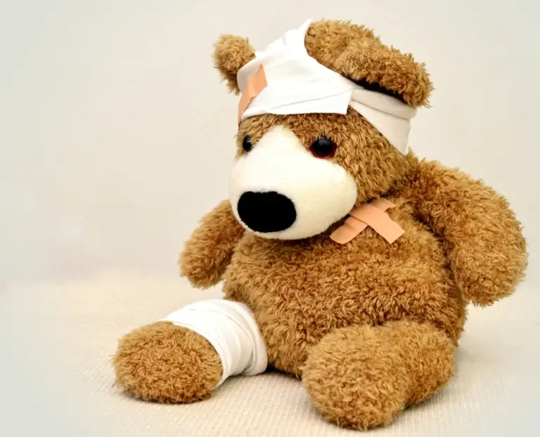 Teddy bear wearing bandages