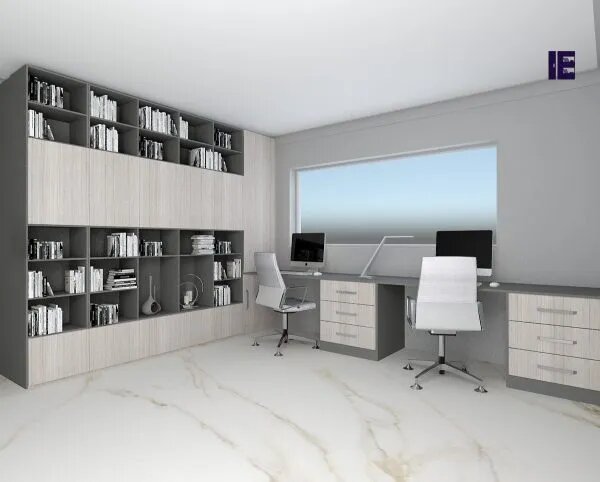 Dust Grey Fitted Home Office with Library Set