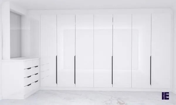 Fitted Hinged Gloss Wardrobe in Snow White Finish-7f88483f