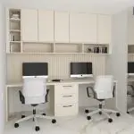 Fitted Home Office & Study in Beige Textile Finish-bebd0232