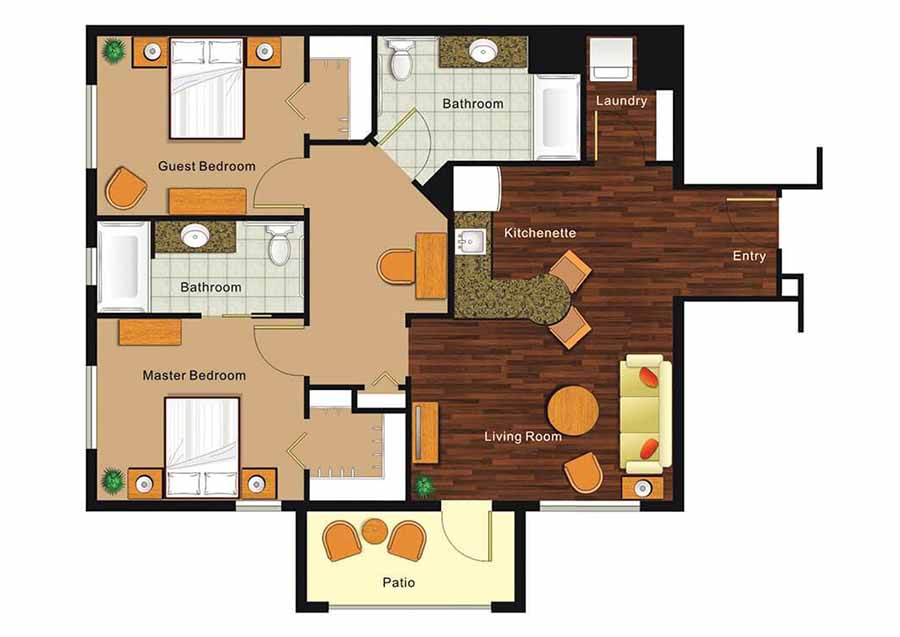 2D colored floor plan