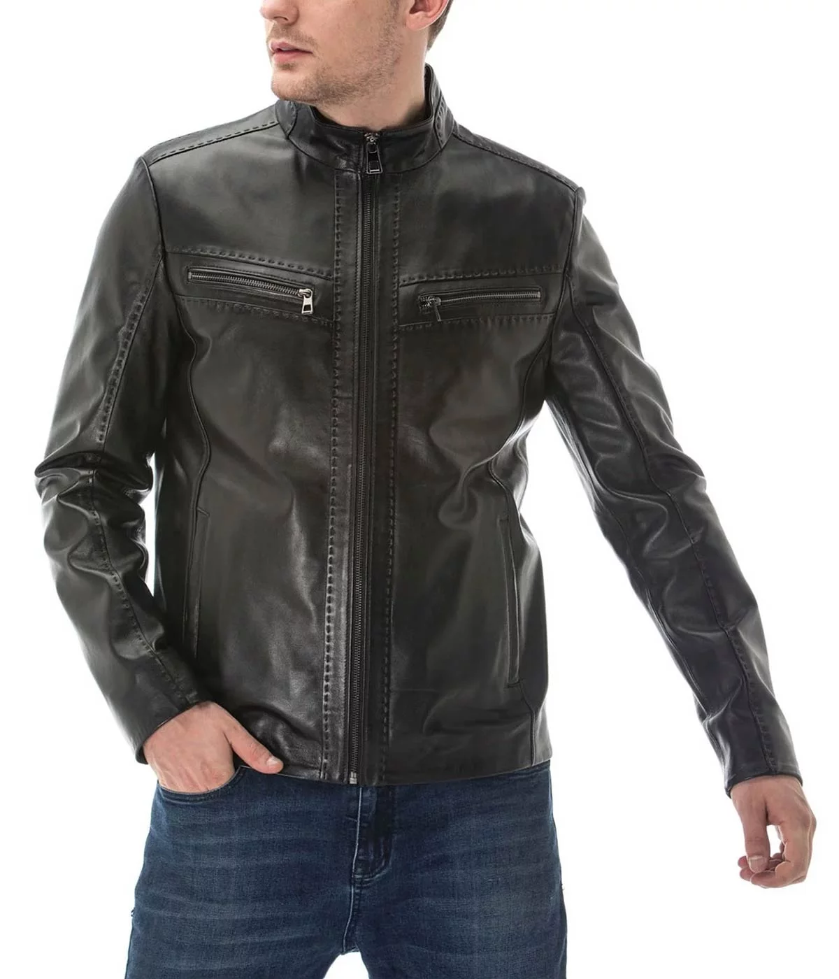Black-Leather-Jacket-with-Stitching-Detail-for-Mens-01
