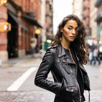 Black leather jackets out of trend