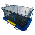 RECTANGULAR TRAMPOLINE WITH HOOP, VOLLEYBALL COURT, & FOOT STEP