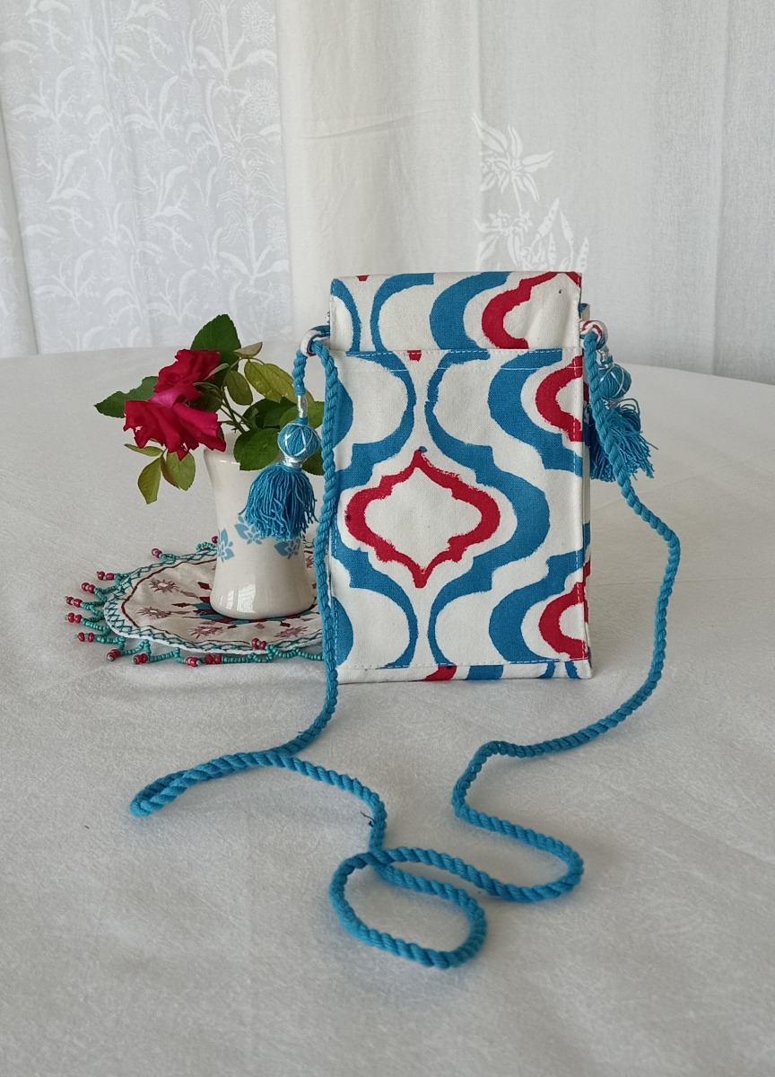 hand-block printed mobile bags