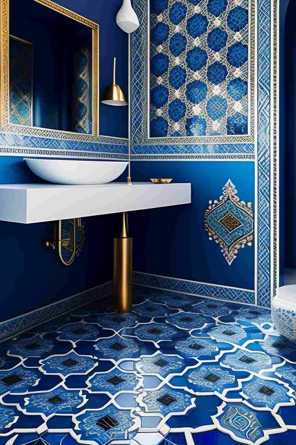 Blue tile design in shades of blue_11zon