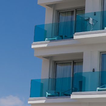 Glass balustrade shades and self cleaning coat