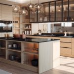 contemporary-wood-kitchen-cabinets-with-glass-door
