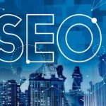 SEO word on a city background