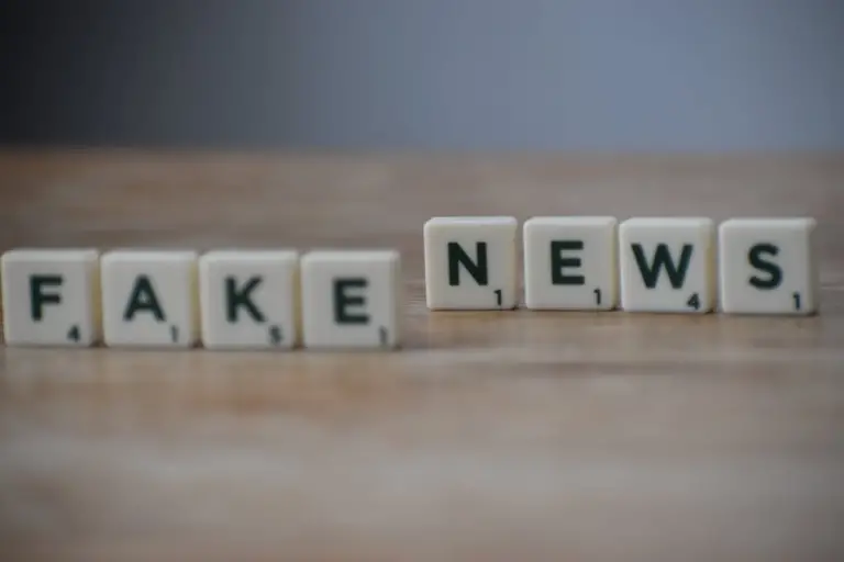 Scrabble Bricks Spelling Out “Fake News”