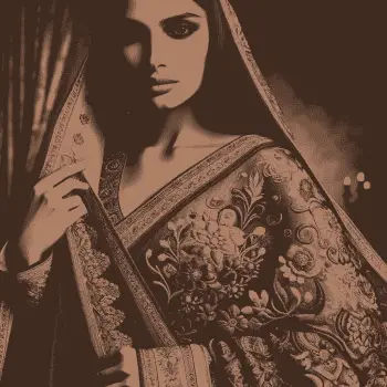 A female model wearing indian attire with a beautiful dupatta and influencing to buy dupatta online in india