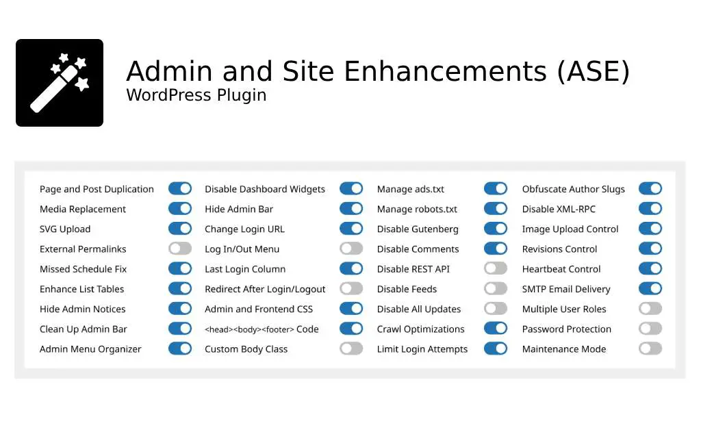 Admin and Site Enhancements (ASE) WordPress Plugin