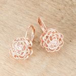 Rose Gold Rose Drop Earrings