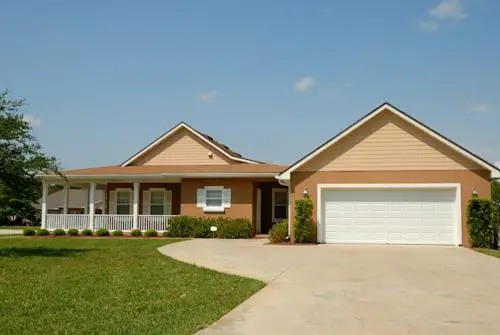 A concrete driveway on a residential property